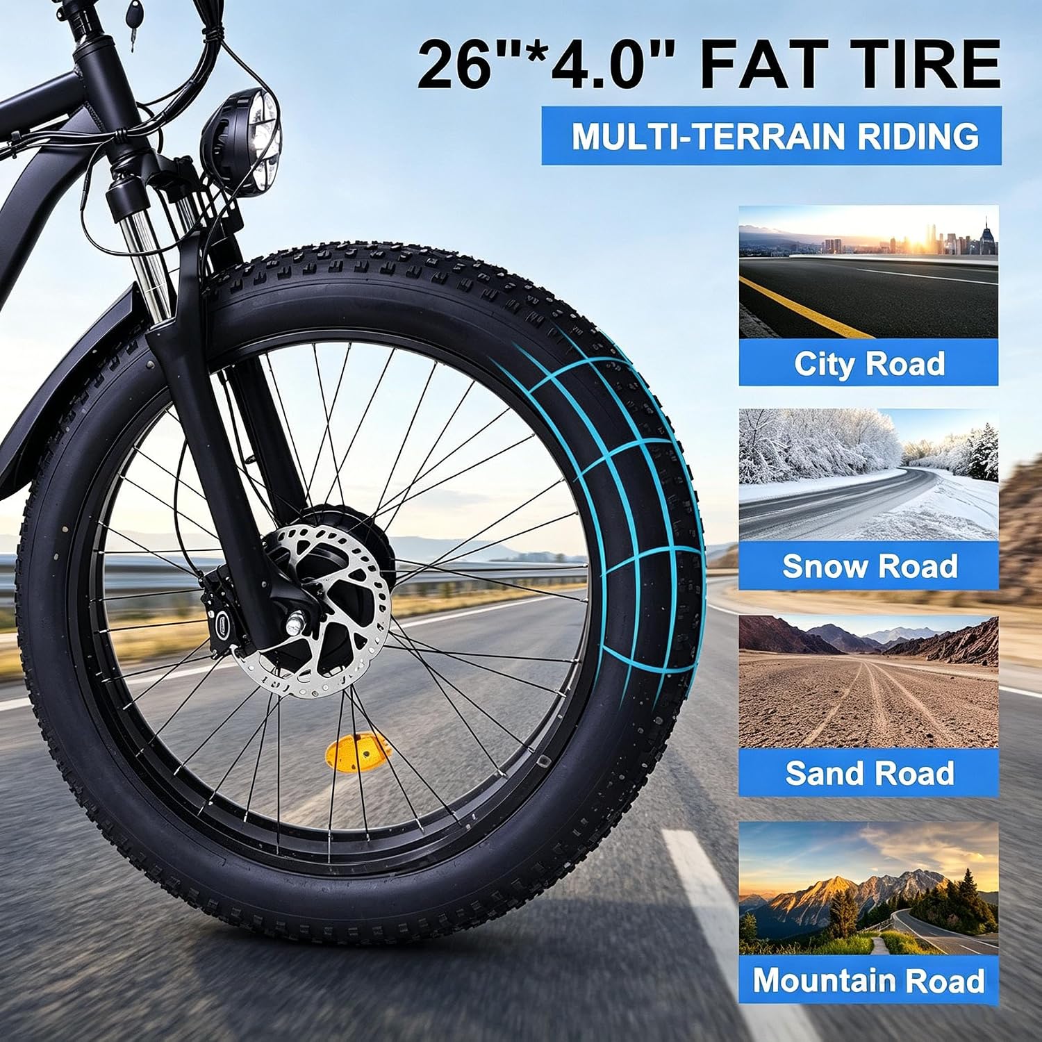 Electric Bike for Adults, 5000W Peak Dual Motor 60V/52V 25Ah/23Ah 20MPH AWD Ebike 21 Speed 26' Fat Tire MTB Hydraulic Disc Brake