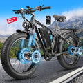 9000W Peak Electric Bike for Adults,58V Max-Output 1972Wh Dual Motor Ebike,47MPH 105Miles Range,24' x4.0 Fat Tire Hydraulic Disc Brake Full Suspension E-Bike for Mountain Snow Commuter