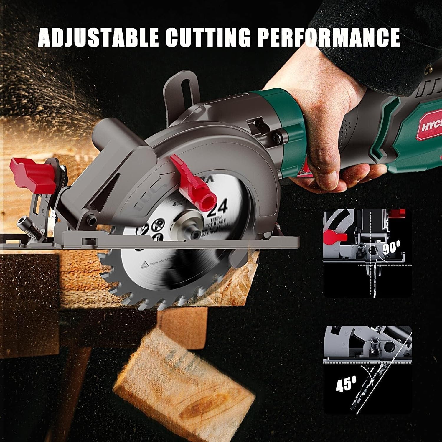 2 Sets of 6.2A Mini Circular Saw with 3 Blades (4-1/2'), Compact Hand Saw Max 1-7/8' Cutting Depth, 3500RPM, Rubber Handle & 10ft Cord for Wood, Metal, Plastic, Tile,2-Power Tool Set Combo Kit