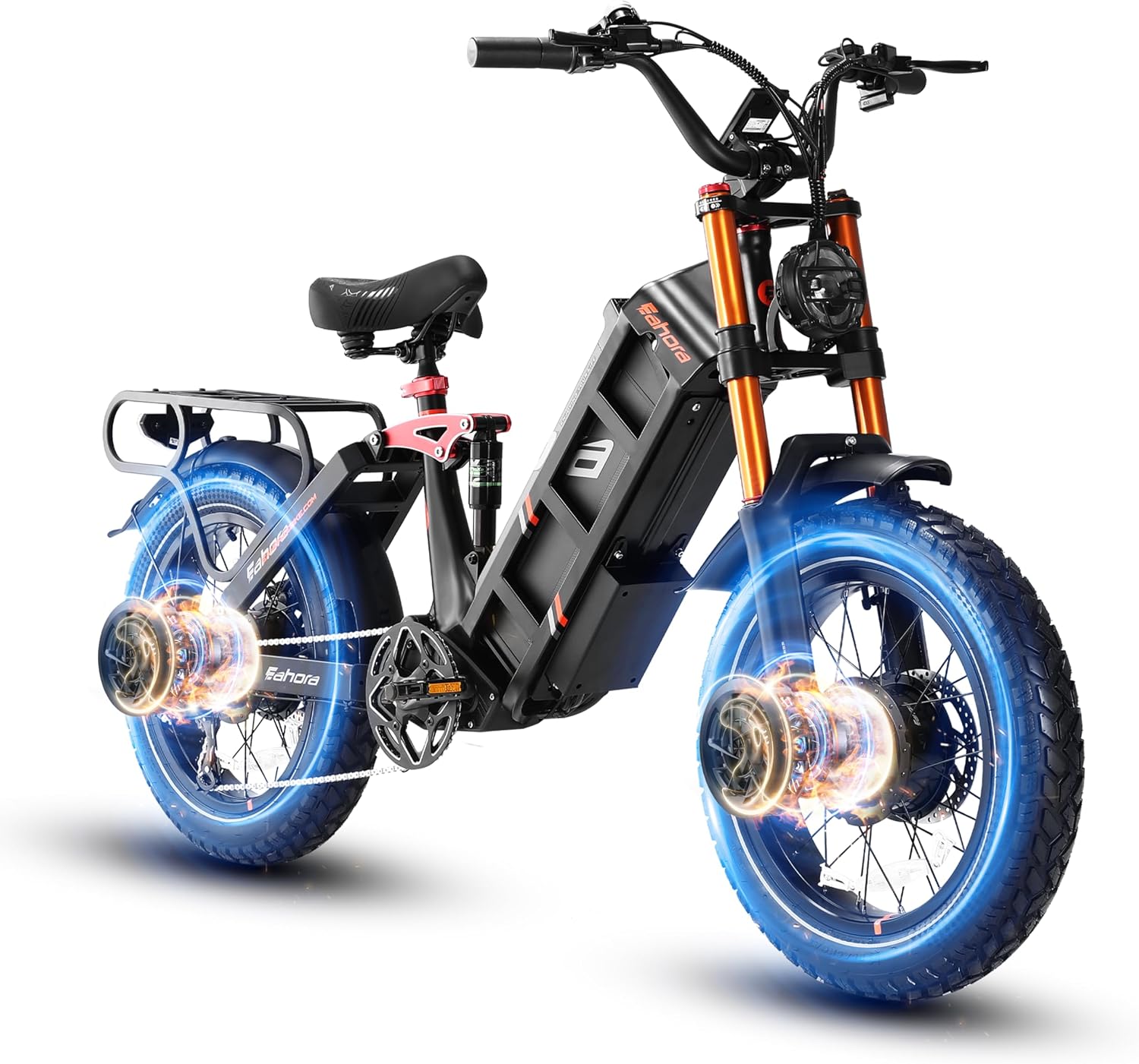 eAhora 2026Juliet Pro 2 Dual Motor 5400W Electric Bike for Adult, 60V 70Ah 220+Miles Long Range, 43 Mph Ebike, 20' Fat Tire Full Suspension Mountain for Urban Commutes, Delivery for Light Off-Road,APP