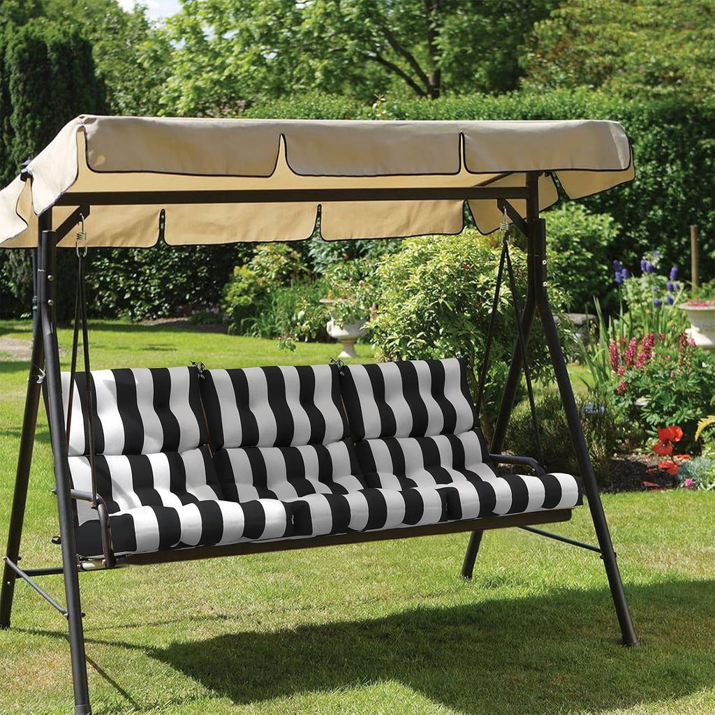 Outdoor High Back Patio Chair Cushions, Tufted Rocking Chair Cushions, Adirondack Cushions for Garden Porch Home Office Chair Use, 44' x 22' x 4', 2 Pack, Cabana Black