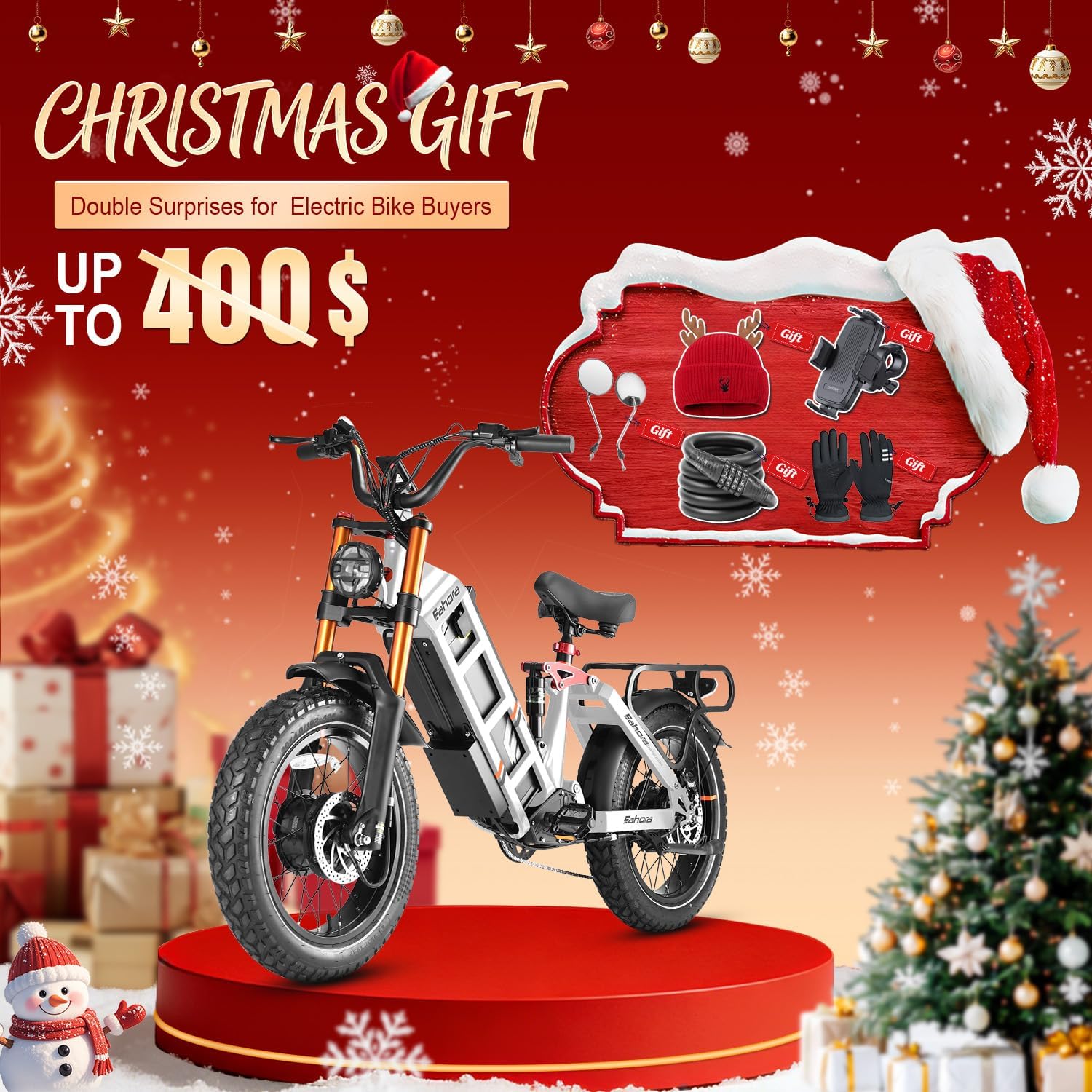 eAhora Juliet Pro 2/Juliet Electric Bike for Adults 5400W/1200W Dual Motor Electric Bicycle 43MPH 60V 70Ah 220+Miles Long Range 20' Fat Tire Full Suspension Mountain E-Bike with APP Control