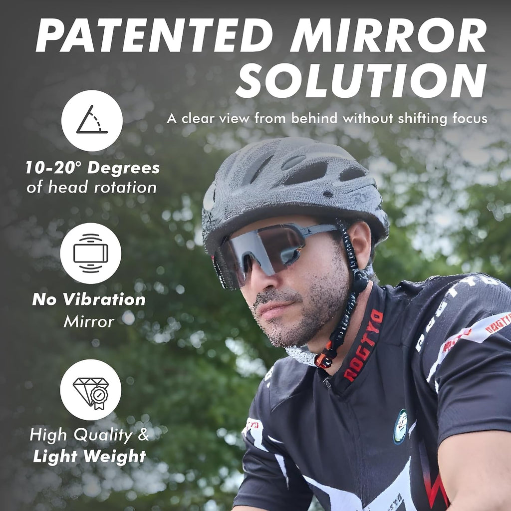 TriEye Cycling Glasses with Rear-view Mirror - Sports Sunglasses for Men & Women - UV-400 Protection