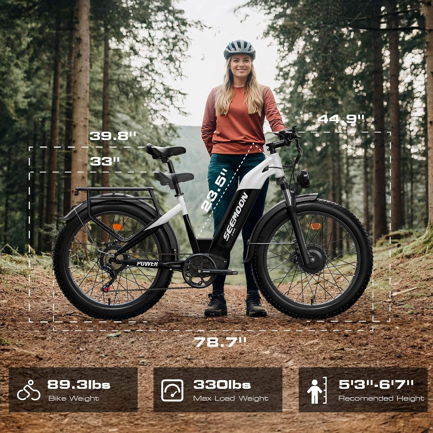 Seemoon 4000W Dual Motor Electric Bike, 38 MPH Ebikes for Adults with 52V 1040Wh Removable Battery, 26' Fat Tires Fast Electric Bike Up to 105 Miles Range, Ideal for Road Sand Snow SM1