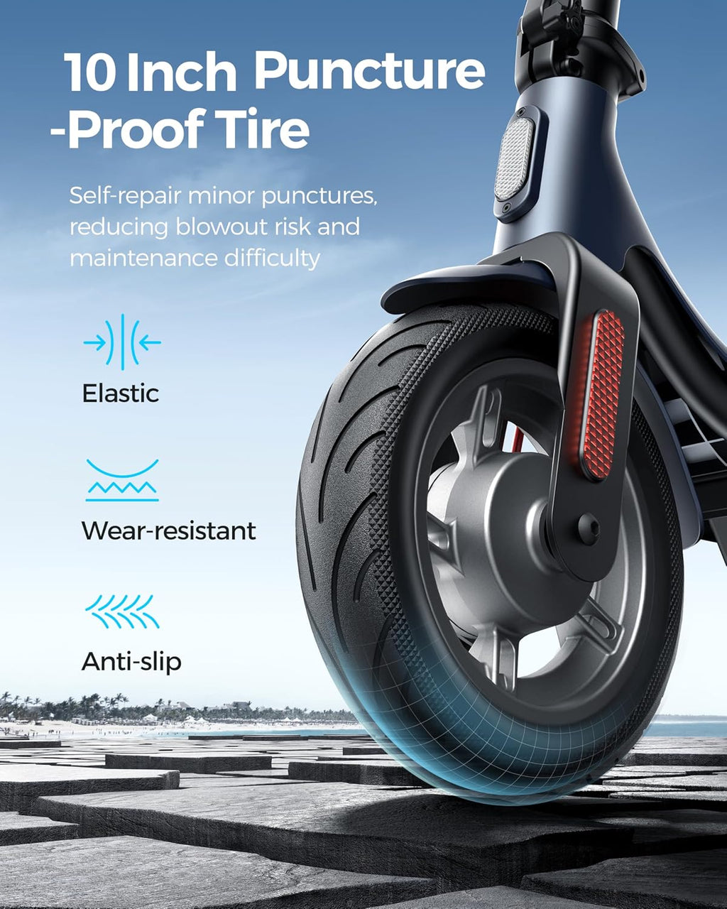 MEGAWHEELS Electric Scooter,Electric Scooter Adults Teens,10in Pneumatic Tires,350/500/600W Motor,19/31 Miles Range,15.5mph E Scooter with Smart APP Control for Commuting, Outdoor, Short Travel Gift