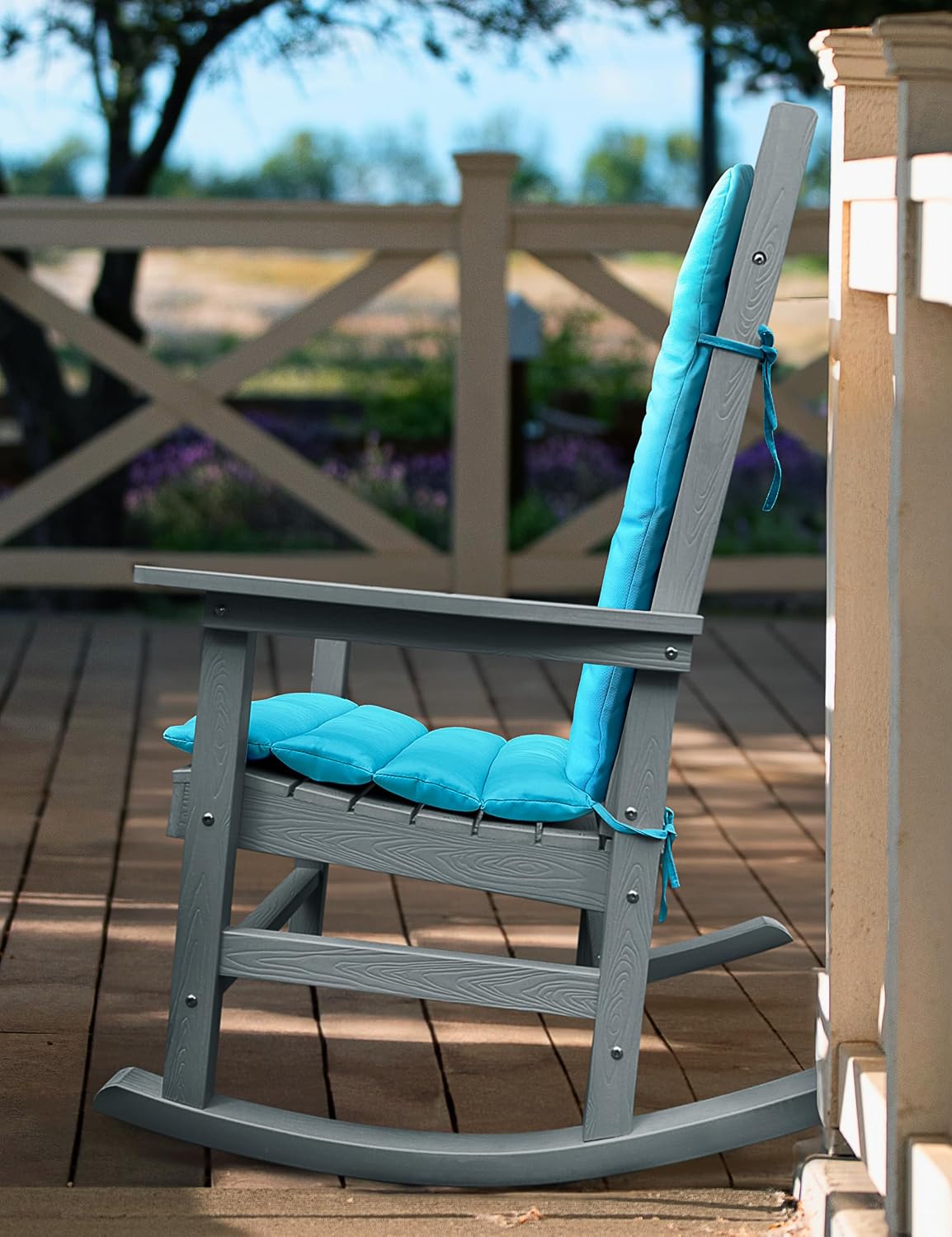 YEFU Adirondack Chair Cushion, Rocking Chair Cushions with Straps, Folding Patio Chair Pad for Indoor and Outdoor, 19.7x18.9x1.5 Inch, Aruba, 4-Pack
