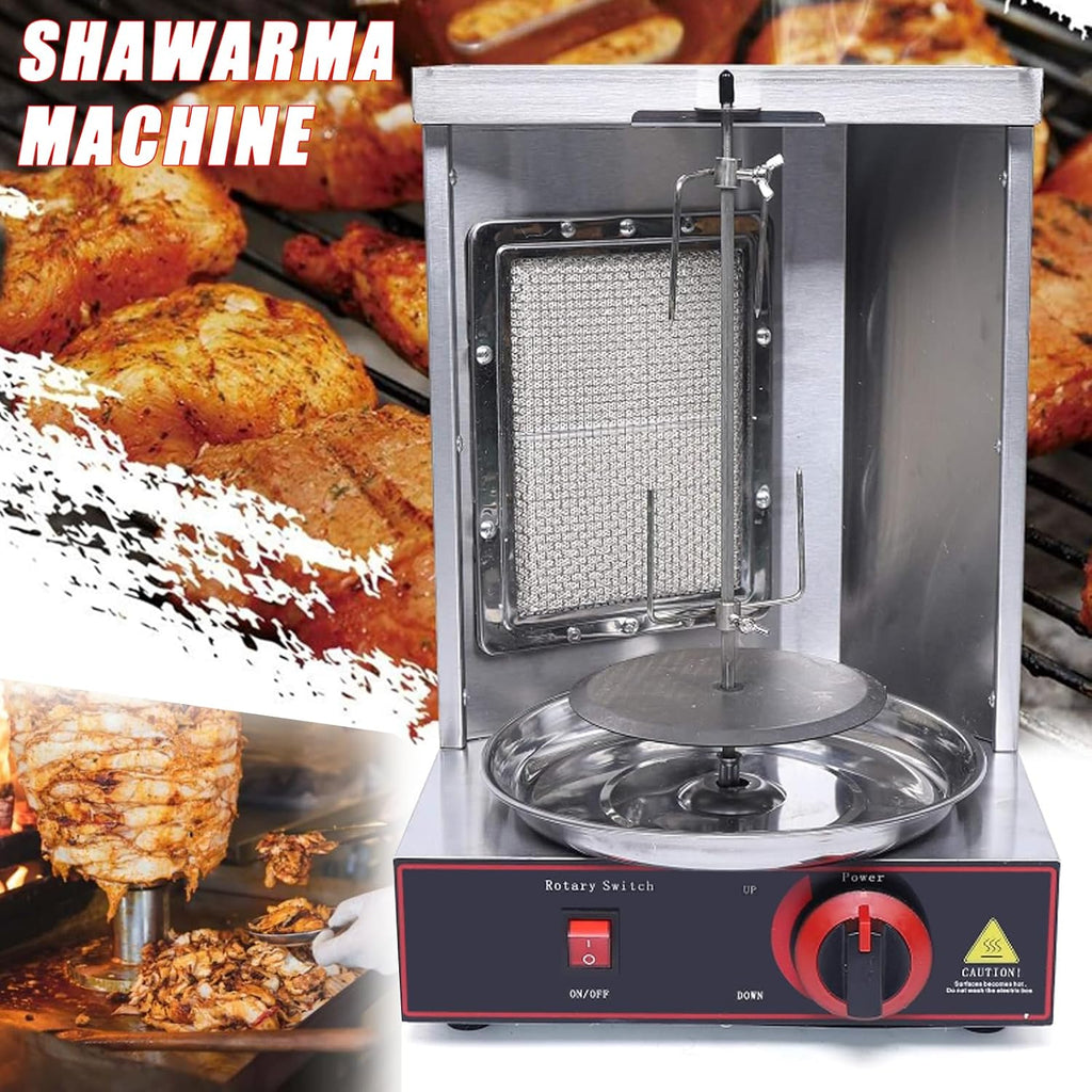 Small Shawarma Lpg/Gas Grill Machine, 360° Automatic Rotation, Adjustable Height, Fast and Even Heating, Capacity 3kg/Hour, Household Chicken Roaster