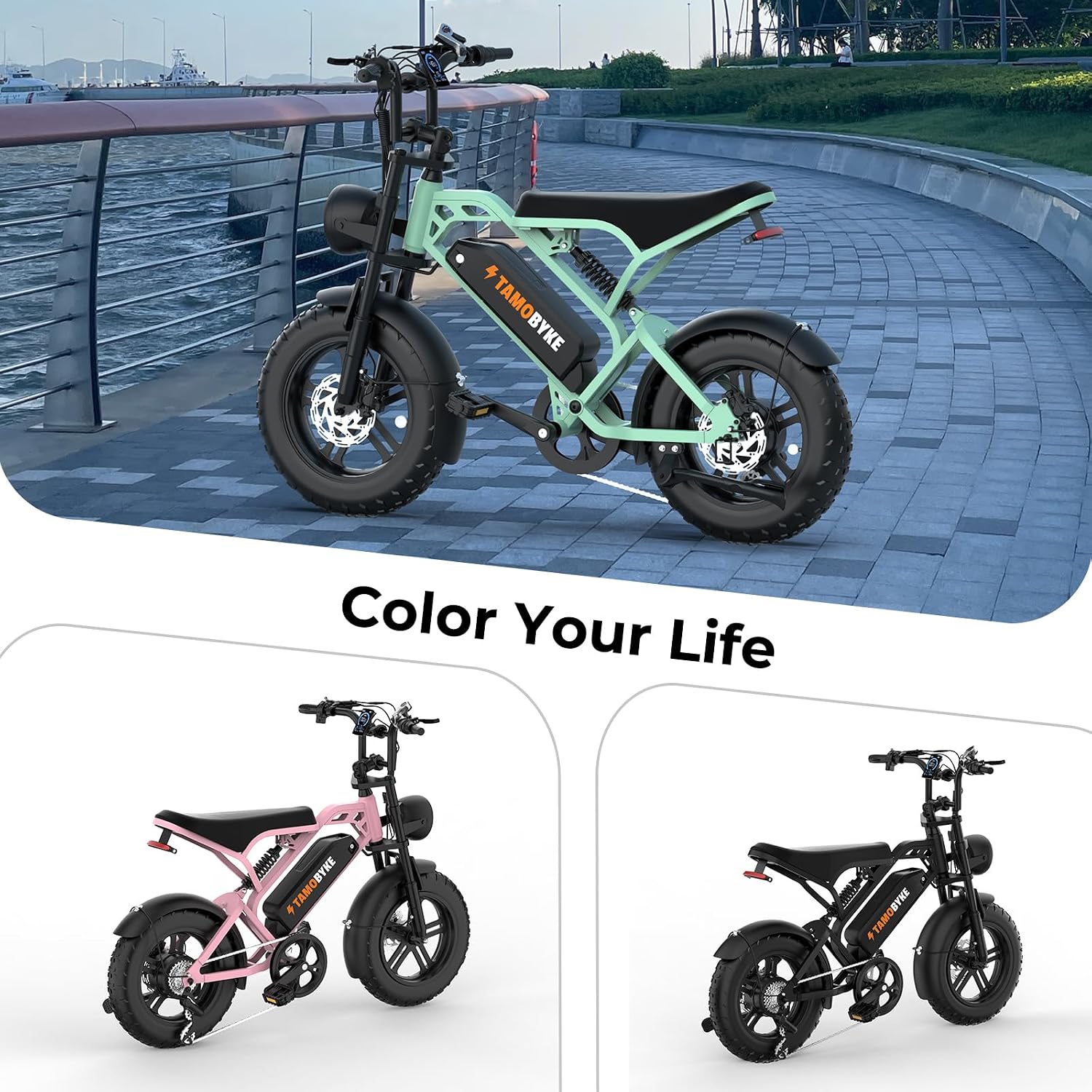 Tamobyke T16 Electric Bike for Teens & Childs, 1000W Motor 48V15.6Ah Removable Battery, 30MPH Off-Road Electric Bicycle,16'Fat Tire Ebike for Kids, 7-Speed,Dual Hydraulic Brakes, Fits Riders 5'0'-5'7'