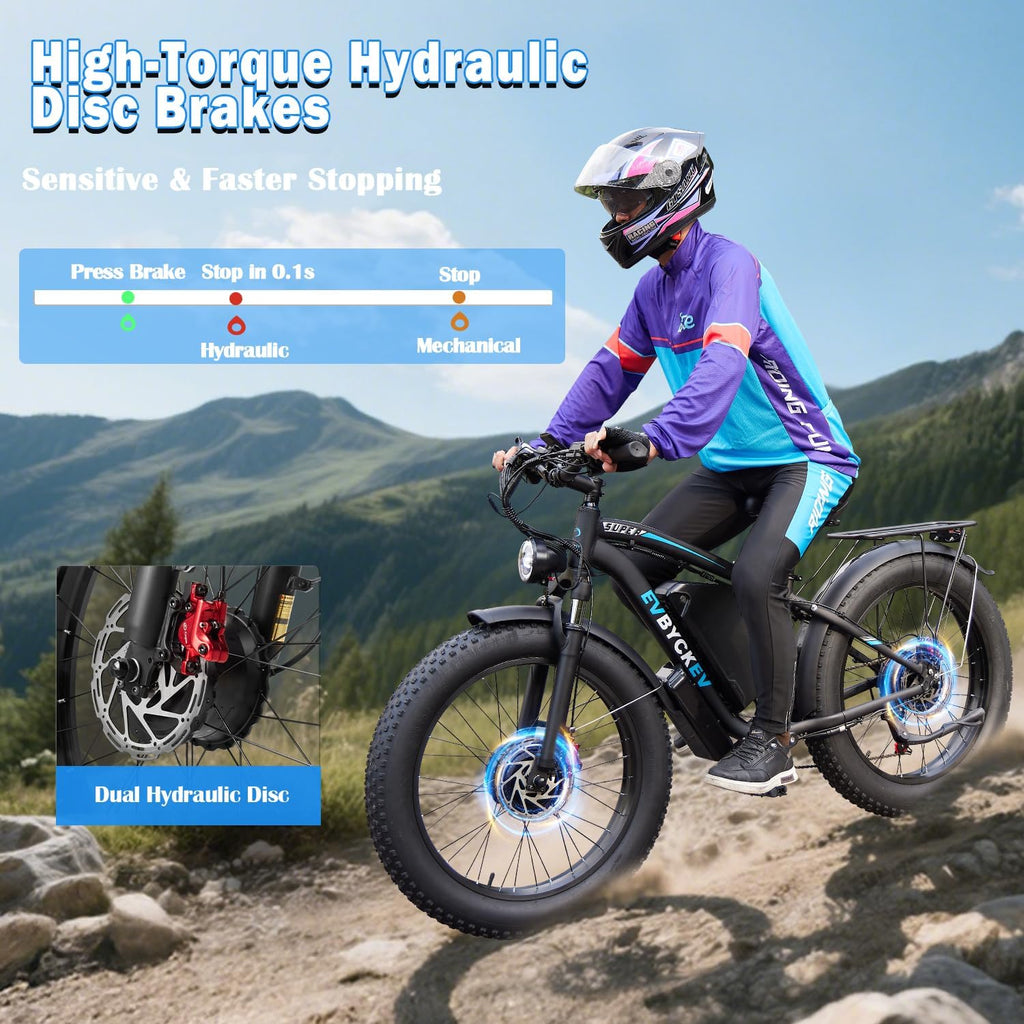 60V Electric Bike,8000W Peak1768WH Dual Motor Ebike for Adults,42-47MPH Up to 100Miles Fast Mountain Ebike, 24Inches Fat Tire E Bike,Lockable Suspension E-Bike for Snow Hunting Off-Road Sand