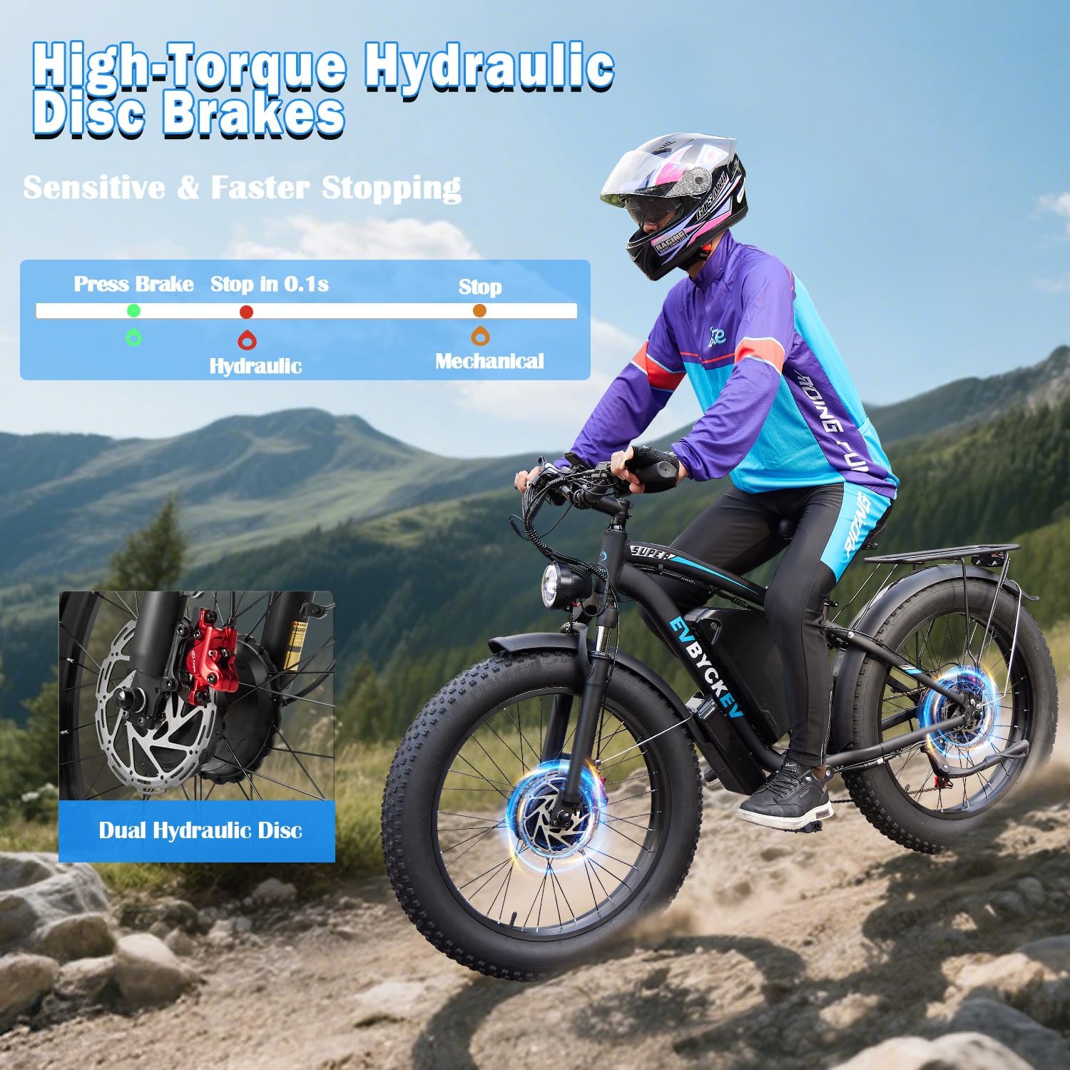 60V Electric Bike,8000W Peak1768WH Dual Motor Ebike for Adults,42-47MPH Up to 100Miles Fast Mountain Ebike, 24Inches Fat Tire E Bike,Lockable Suspension E-Bike for Snow Hunting Off-Road Sand