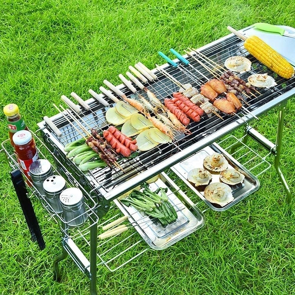 IRYZE Portable Charcoal Grill Barbecue Charcoal Grill Stainless Steel Folding Portable BBQ Tool Kits for Outdoor Cooking Camping Picnics BBQ Grill for Outdoor