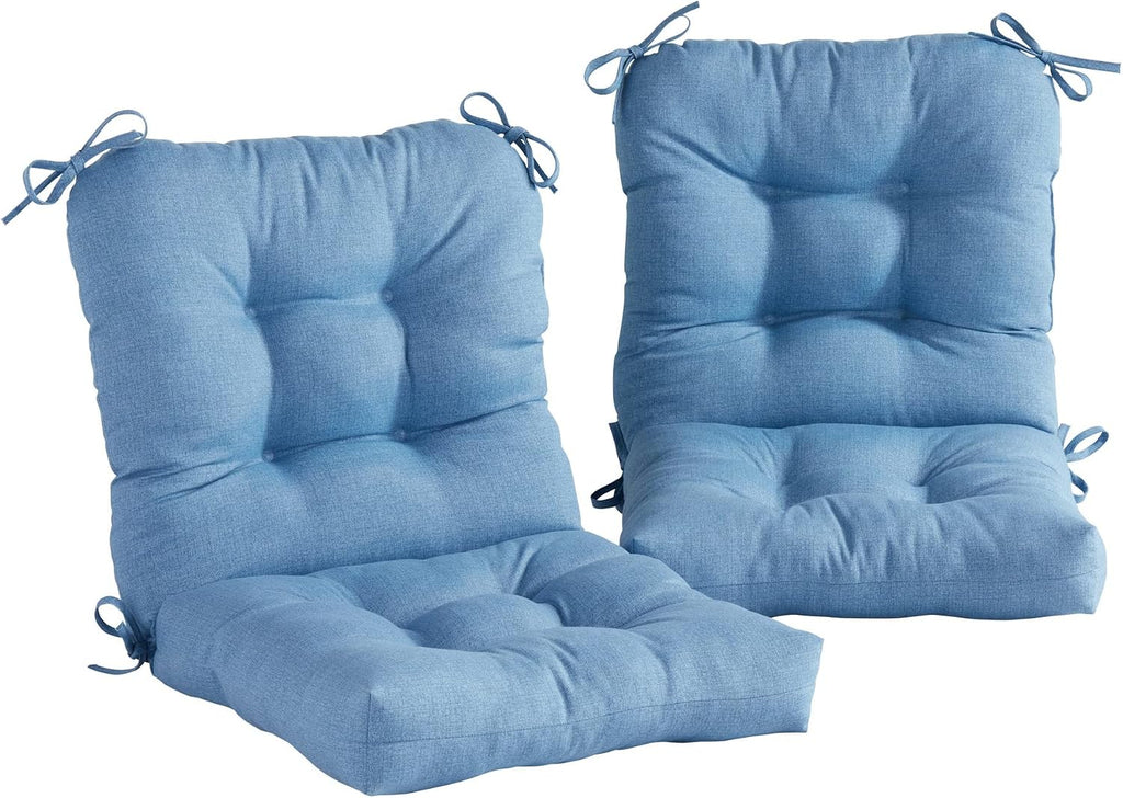 Greendale Home Fashions Outdoor 42x21-inch Seat/Back Chair Cushion (Set of 2), Blue Heather