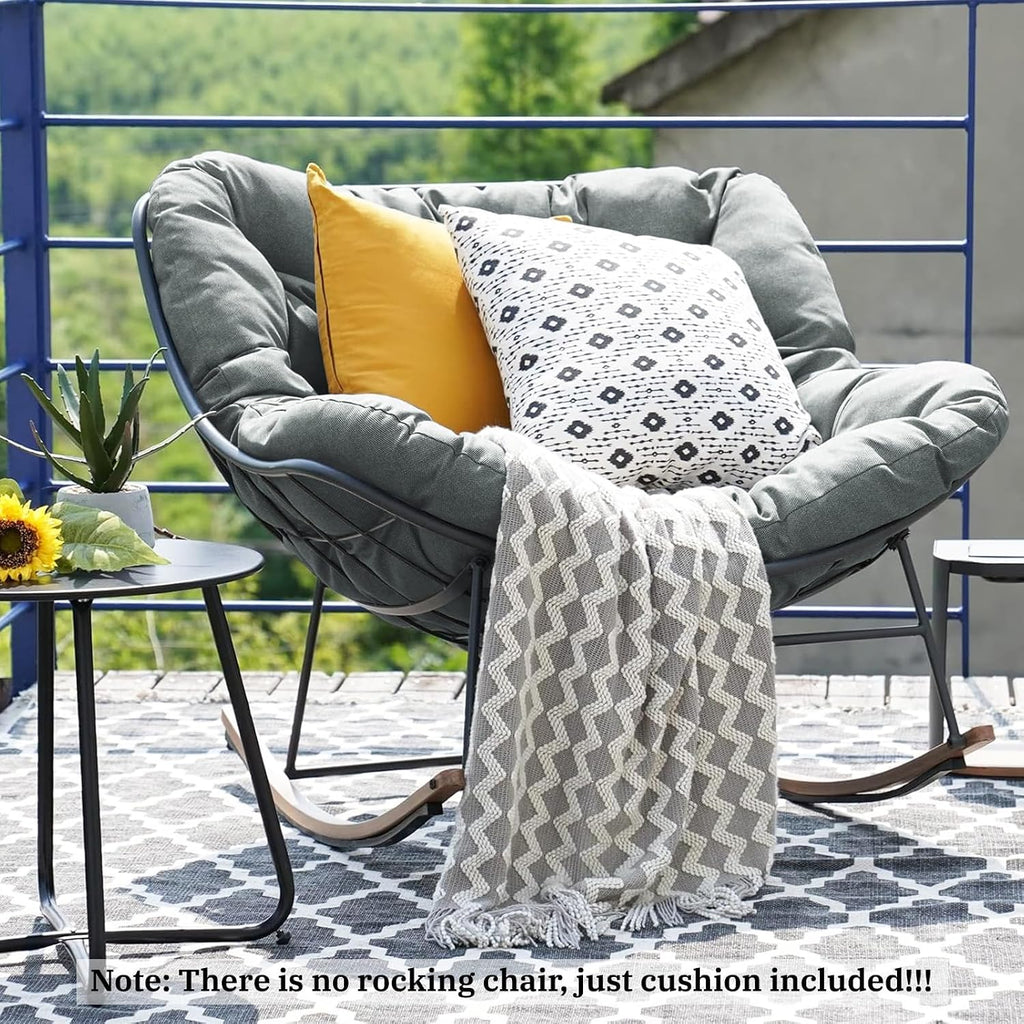 Outdoor Papasan Chair Cushion, 6.3in Rocking Chairs Cushion, Waterproof Patio Egg Chair Cushions for Indoor Outdoor Garden, Porch, Balcony (Light Gray)