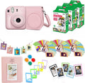 Fujifilm Instax Mini 12 Instant Camera + Pro Design Accessory Bundle with Protective Case, Magnetic Frames, Album, Frames Design Kit (50 Sheets) (Pink)
