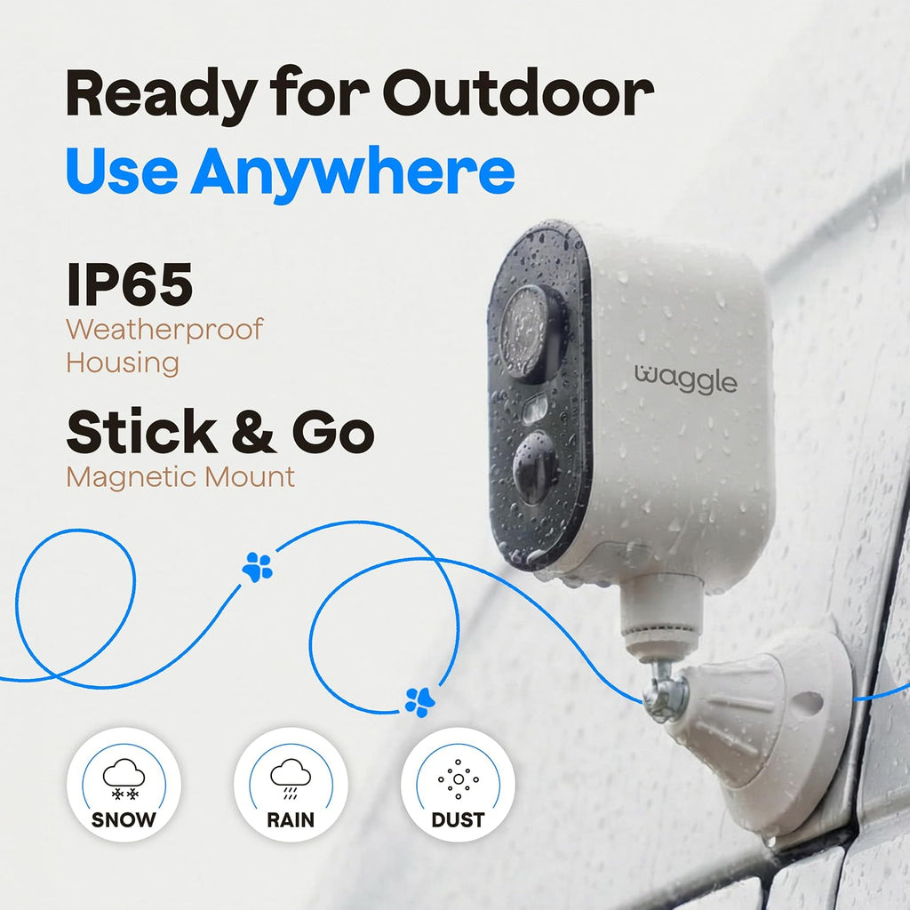 Waggle Pack of 2 4G LTE Security Camera for RV, No Wi-Fi Needed, 2K HD, 300° Pan, 9000mAh Battery, PIR & AI Human Detection, Siren Alarm, Indoor/Outdoor Cam for Camping/Travel, Subscription Required