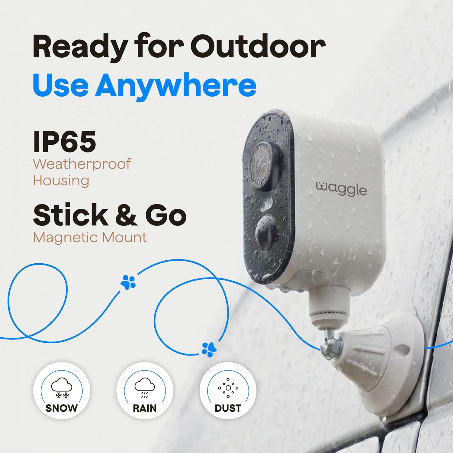 Waggle Pack of 2 4G LTE Security Camera for RV, No Wi-Fi Needed, 2K HD, 300° Pan, 9000mAh Battery, PIR & AI Human Detection, Siren Alarm, Indoor/Outdoor Cam for Camping/Travel, Subscription Required