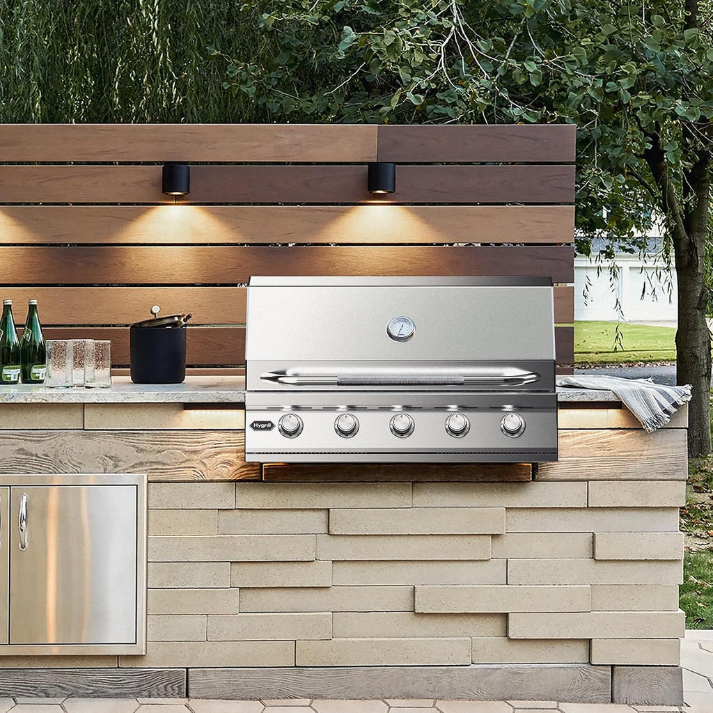 Hygrill STD Series 40-Inch Built In Grill, Stainless Steel 5-Burner Grill Head for Outdoor Kitchen, 70,000 BTU, Liquid Propane