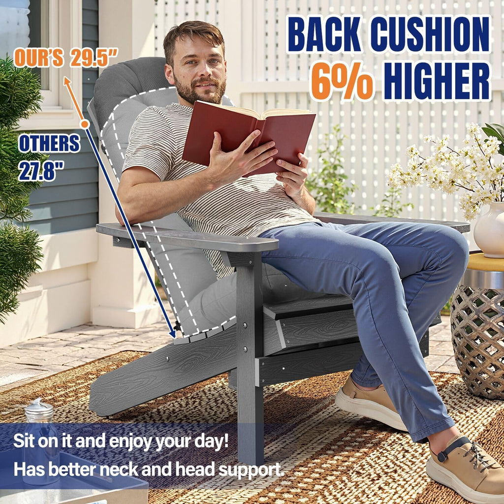 YEFU Adirondack Chair Cushion, Rocking Chair Cushions High Back Set of 4, Thickened Patio Chair Pad for Indoor and Outdoor, 49x20x4.7 Inch, Gray