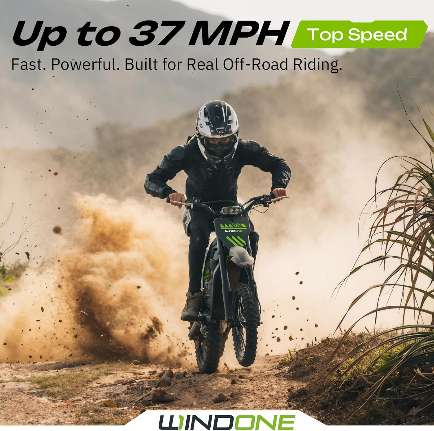 Windone RS5 Electric Dirt Bike for Teens & Adults (13+), Up to 37 MPH, 45 Miles Range, 2200W Peak Motor, 14'/12' Off-Road Tires, Hydraulic Suspension, 3-Speed Modes Electric Motorcycle