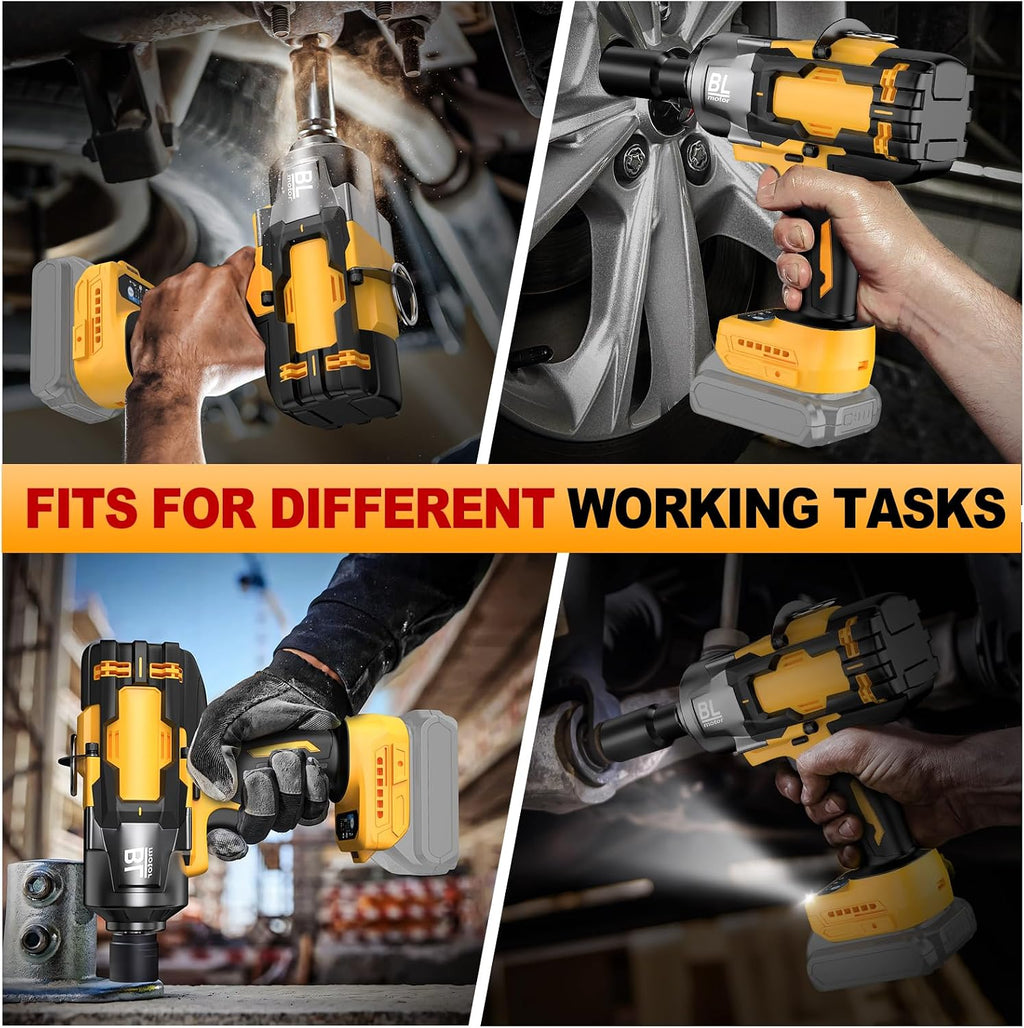 Cordless Impact Wrench 3/4' for De-Walt 20V Battery, 1475 Ft-lbs (2000N.m) High Torque power Impact Gun Heavy Duty Brushless, 3 Mode, 1/2' Impact Socket Adapter, Car Tire Truck RV Mower (No battery)