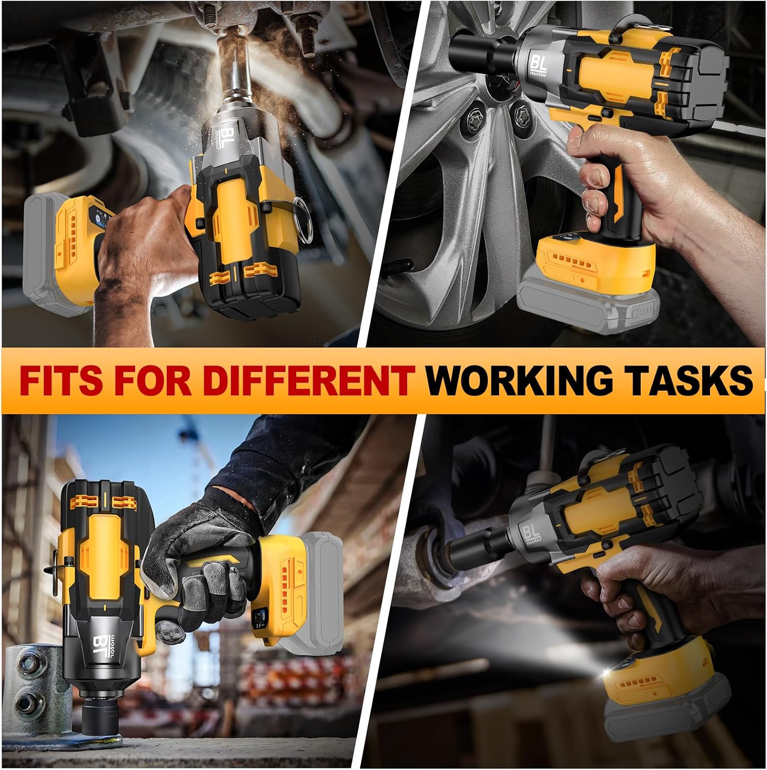 Cordless Impact Wrench 3/4' for De-Walt 20V Battery, 1475 Ft-lbs (2000N.m) High Torque power Impact Gun Heavy Duty Brushless, 3 Mode, 1/2' Impact Socket Adapter, Car Tire Truck RV Mower (No battery)