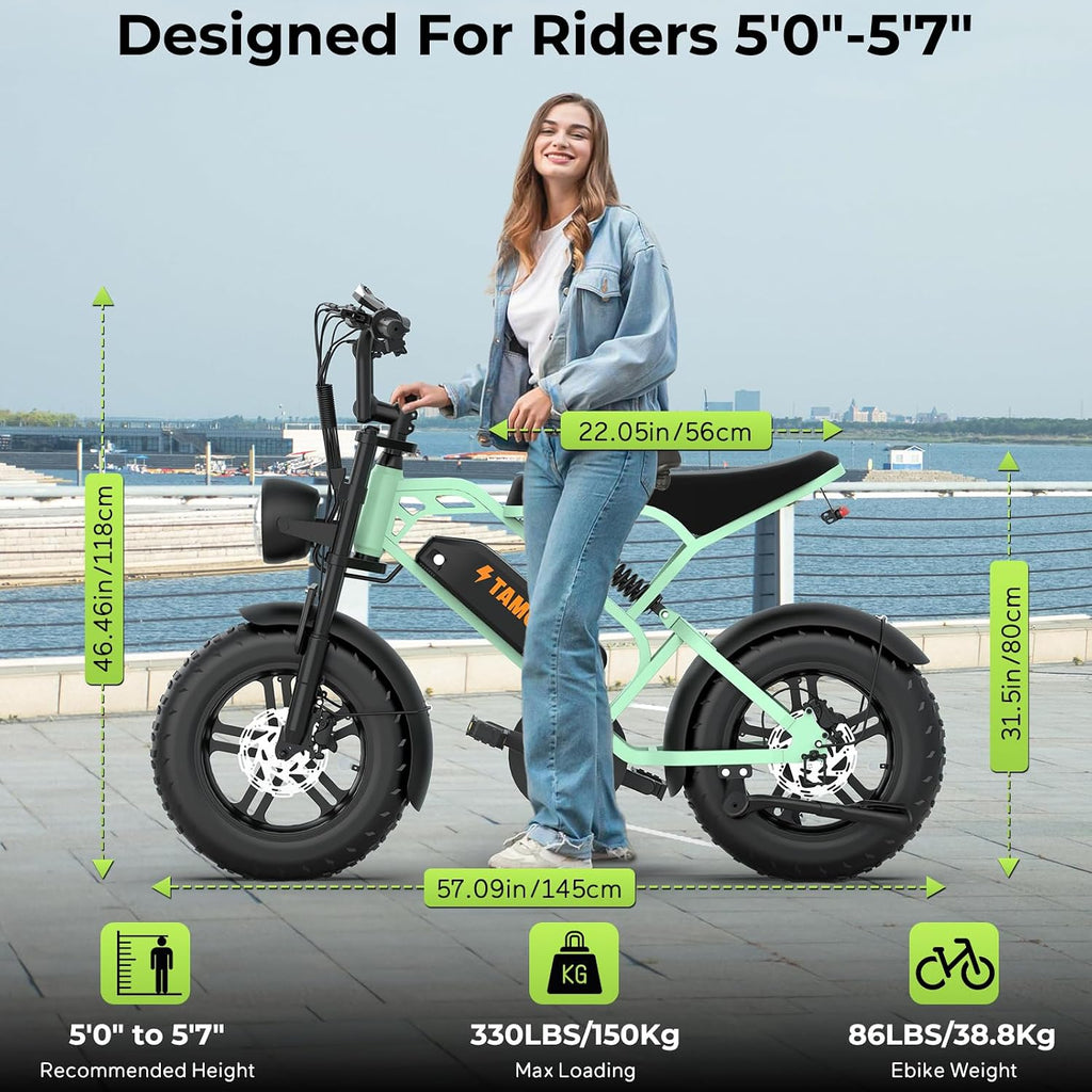 Tamobyke T16 Electric Bike for Teens & Childs, 1000W Motor 48V15.6Ah Removable Battery, 30MPH Off-Road Electric Bicycle,16'Fat Tire Ebike for Kids, 7-Speed,Dual Hydraulic Brakes, Fits Riders 5'0'-5'7'