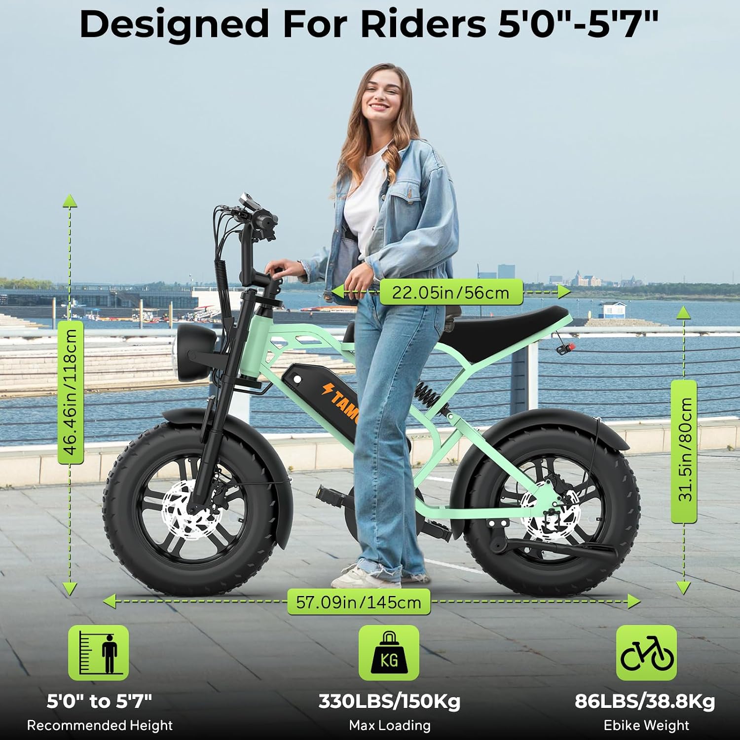 Tamobyke T16 Electric Bike for Teens & Childs, 1000W Motor 48V15.6Ah Removable Battery, 30MPH Off-Road Electric Bicycle,16'Fat Tire Ebike for Kids, 7-Speed,Dual Hydraulic Brakes, Fits Riders 5'0'-5'7'