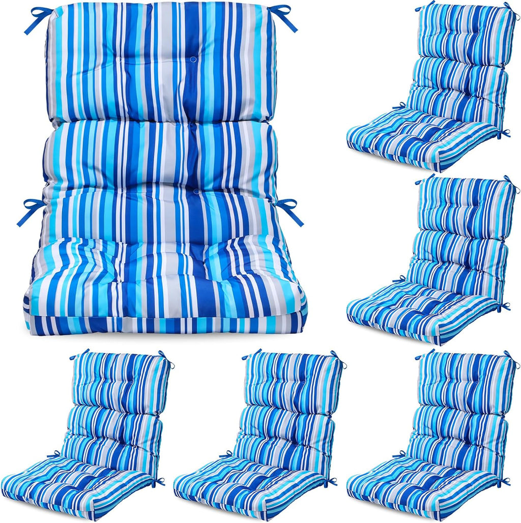 Suzile 6 Pcs Outdoor High Back Chair Cushion Waterproof Patio Seat Back Cushion 21 x 44 x 3(H) '' Rocking Chair Cushion Cover Thickened Patio Chair Pad for Indoor Outdoor Patio Garden(Straight Line)