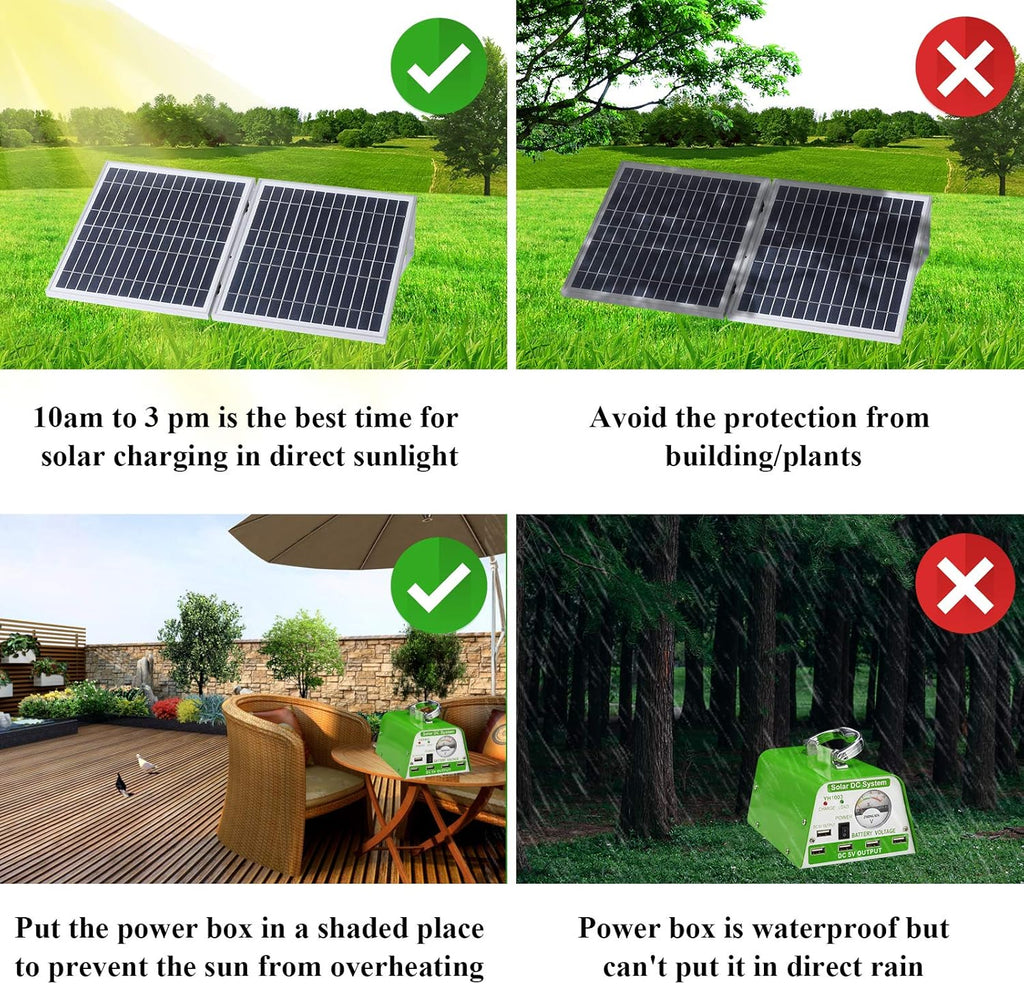 Solar Lights for Inside, 4 Bulbs Solar Shed Lights with On Off Switch, 30W Solar Panel Kit 115WH Backup Battery with Phone Charger, AC to DC Adapter, Home Solar Power System Complete Kit