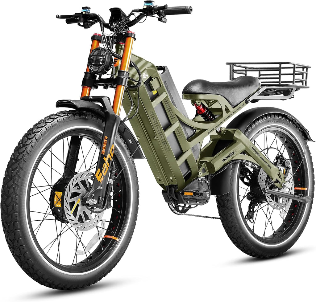 eAhora Romeo Pro 3 [2026] Peak 5600W Electric Bike for Adults 50Mph, 60V 80Ah Battery 250 Miles,Long Range Dual Motors Ebike,26'*4.0 Fat Tire Full Suspension
