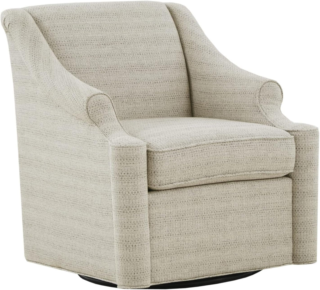 Madison Park Swivel Glider Chair for Living Room, High Back Bedroom Lounge Foam Seat Cushion Upholstered, Nursery Furniture, Metal Base, Fully Assembled, 29.5' W x 30.25' D x 34.5' H, Tan