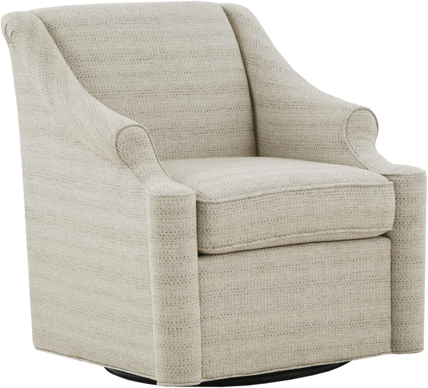 Madison Park Swivel Glider Chair for Living Room, High Back Bedroom Lounge Foam Seat Cushion Upholstered, Nursery Furniture, Metal Base, Fully Assembled, 29.5' W x 30.25' D x 34.5' H, Tan