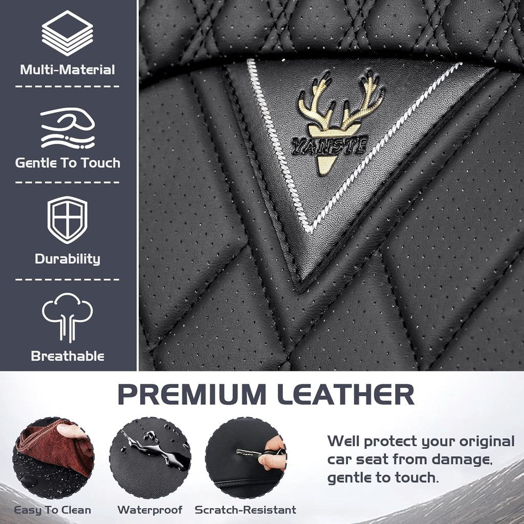 Car Seat Covers for Mazda 6 2003-2021, Waterproof Nappa Leather Full Set Seat Cover, Anti-Slip and Comfortable Automotive Seat Protector&Accessories(Black)