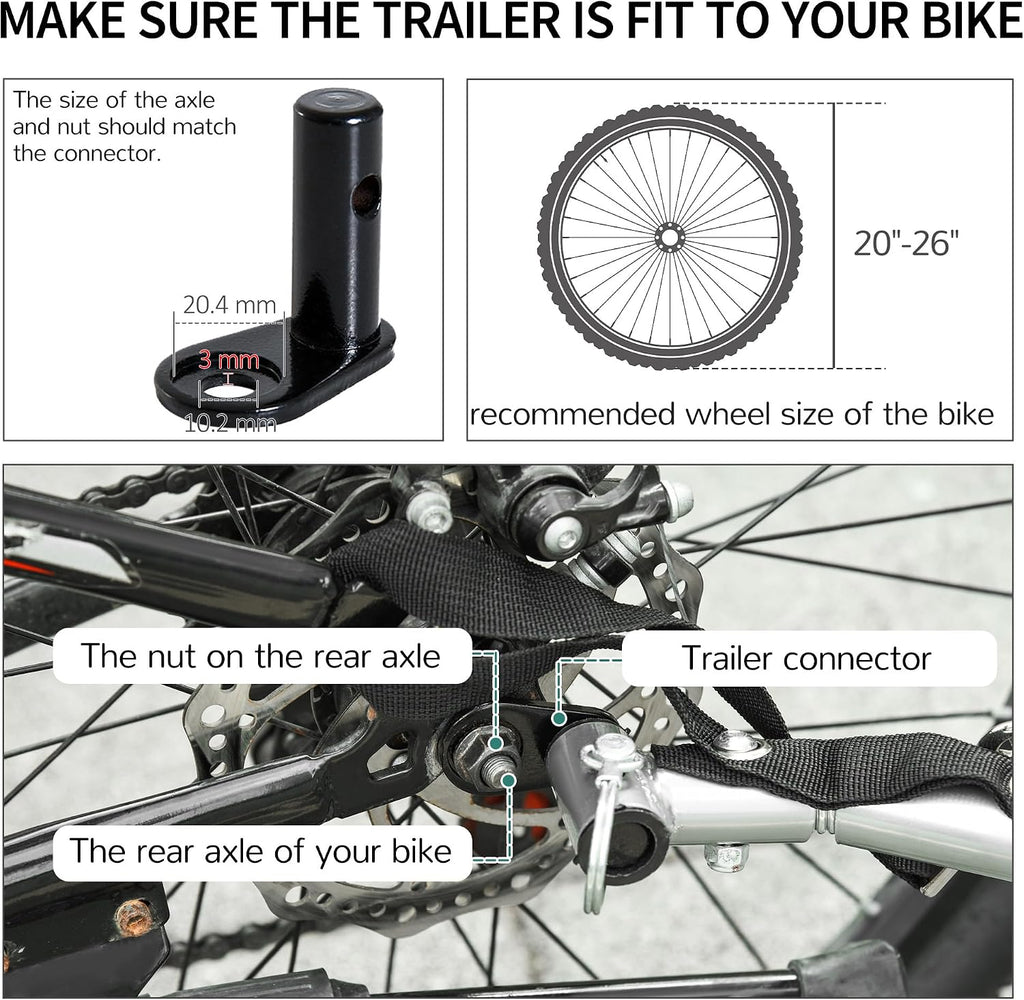 Aosom Bicycle Cargo Trailer, Two-Wheel Bike Luggage Wagon Trailer with Removable Cover