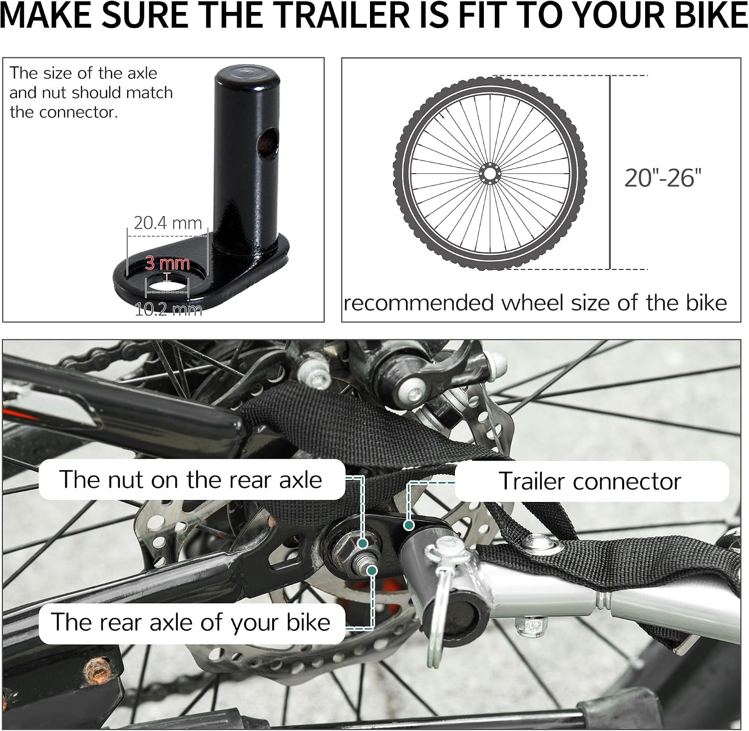 Aosom Bicycle Cargo Trailer, Two-Wheel Bike Luggage Wagon Trailer with Removable Cover