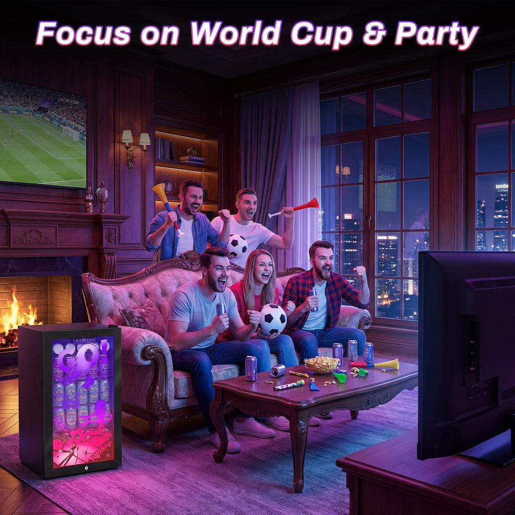 Velivi Gaming Mini Fridge with Led Lights, 3.2 Cu Ft Gaming Light Up Glass Door Beverage Refrigertor Small Lockable Drink Cooler For For Soda Beer, Cyberpunk Gaming Rooms Bar Home Party