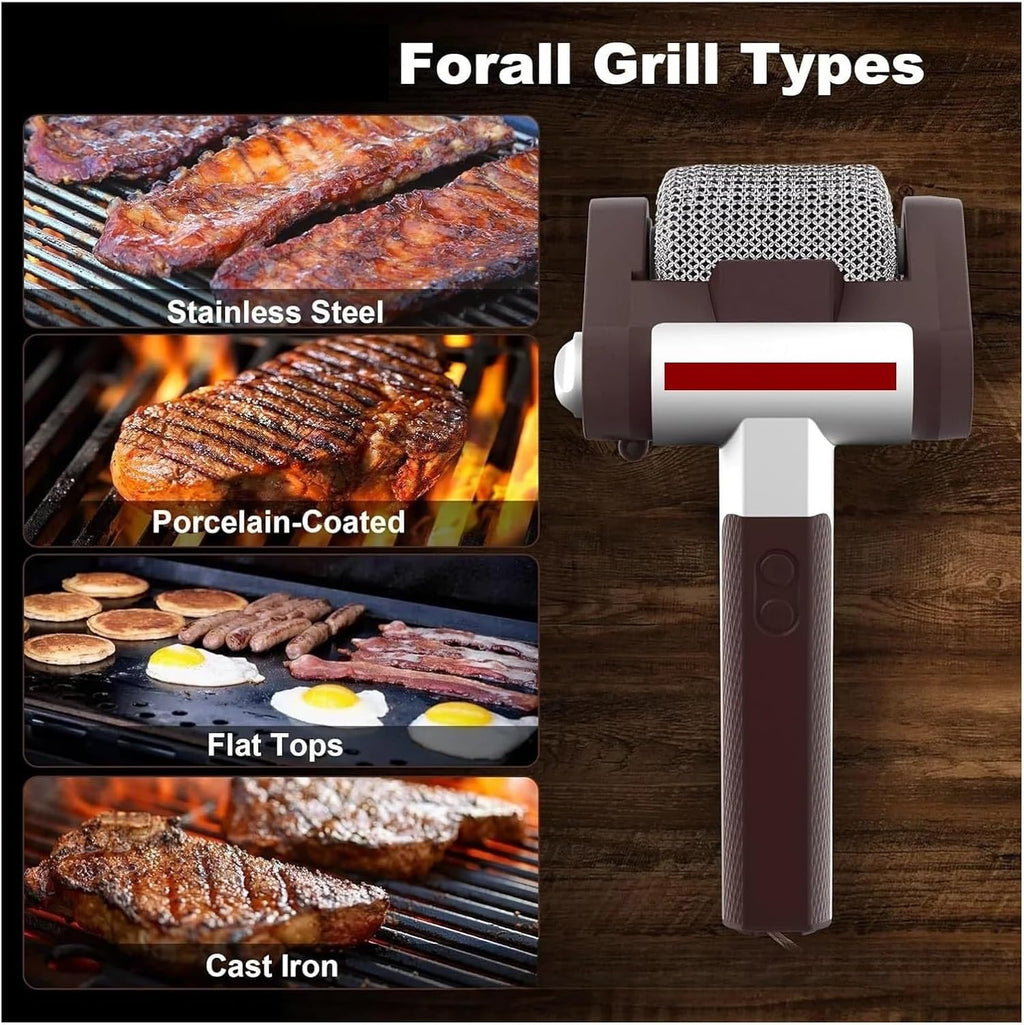 Fit for Electric Grill Brush - Cordless BBQ Cleaner with Light for Effortless Grilling Maintenance(Black Gold)