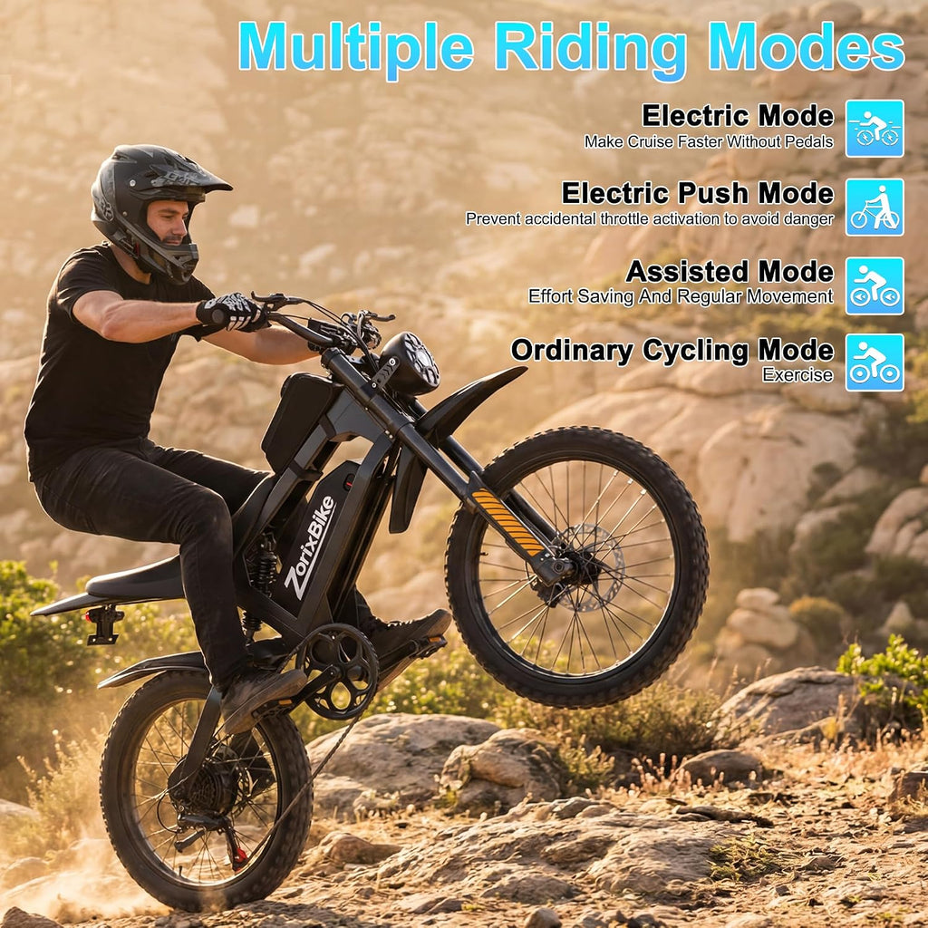 Electric Bike for Adults,48V 20AH - Peak Power 1500/3000W Brushless Motor Electric Bicycle - Max Speed 31-35MPH - Max 80 Miles Range - 20' x 4.0' Fat Tire Dirt E-Bike,7-Speed