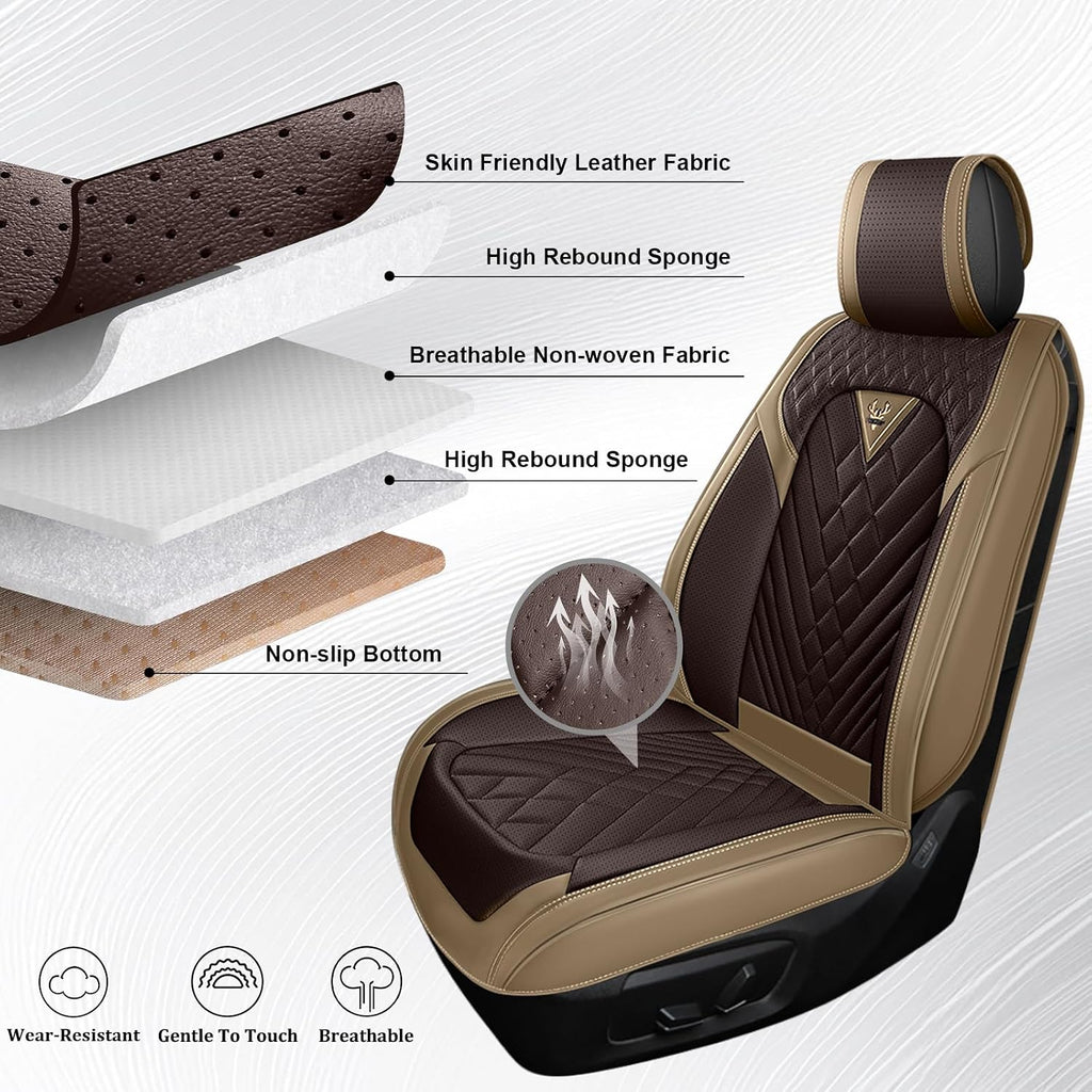 Dodge Ram Truck Seat Covers Custom for 2002-2026 1500 2002-2026 2500/3500 Crew Double Mega Quad Cab Bighorn Laramie Tradesman Classic Full Set Seat Covers Protectors(Standard 5 Seats/Brown Coffee)