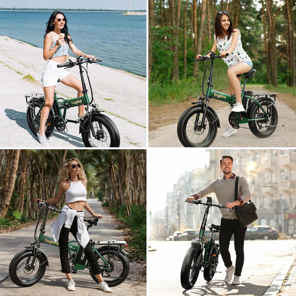 Foldable Electric Bike for Adults, 48V 20Ah Removable Lithium Battery up to 80Miles, 20' Fat Tire 1000W Peak Motor Dirt Ebike Adult Electric Bicycle for Commute Beach Mountain E Bike