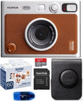 Fujifilm INSTAX MINI EVO Hybrid Instant Camera (Brown) Bundle, Includes: Fujifilm INSTAX Mini Film (60 Exposures), SanDisk 128GB MicroSDXC Memory Card and More (5 Items)
