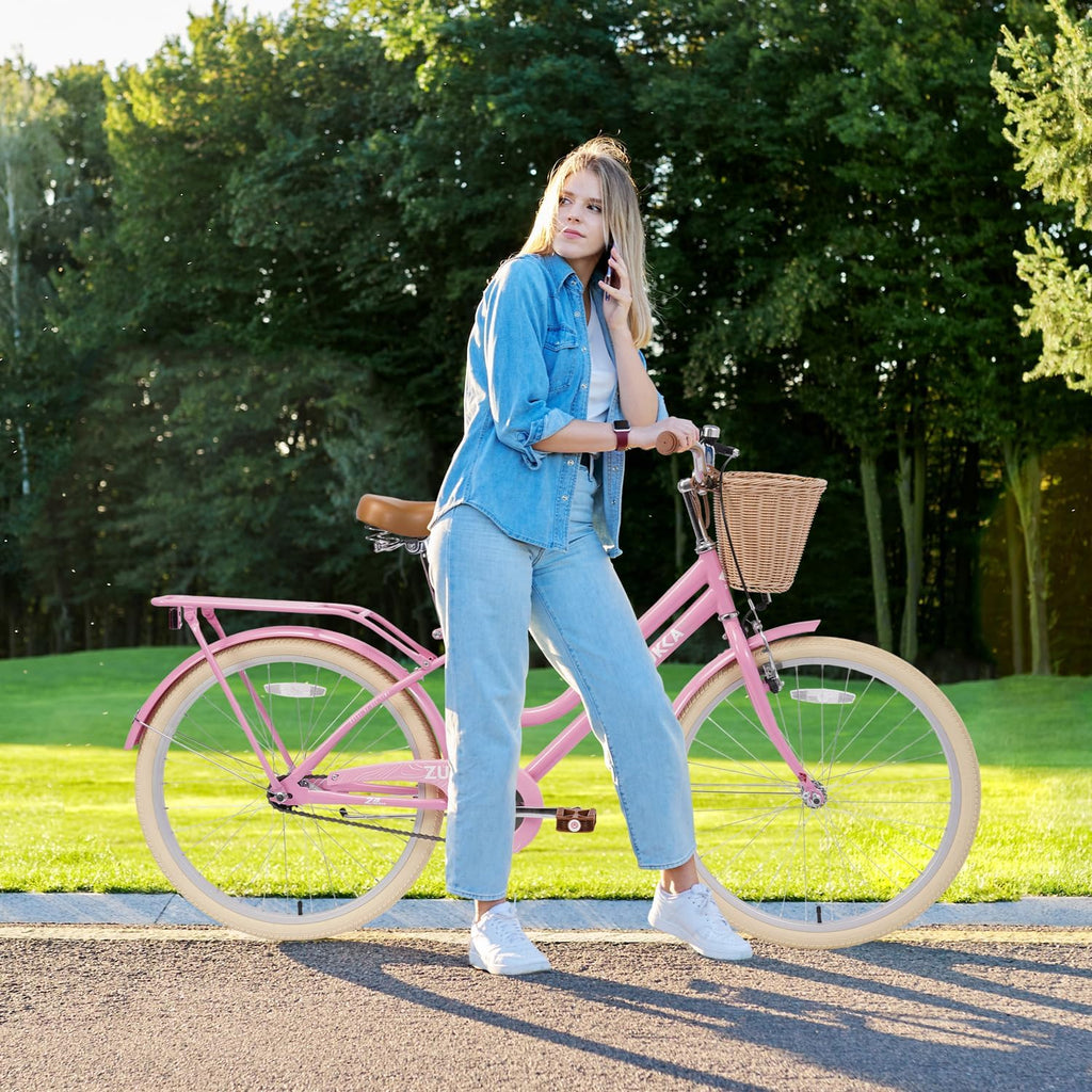 24 Inch Girls Bike ，Girls Bike with Basket for 10+ Years Old Kids，No Training Wheels Included ，Single Speed,Multiple Colors
