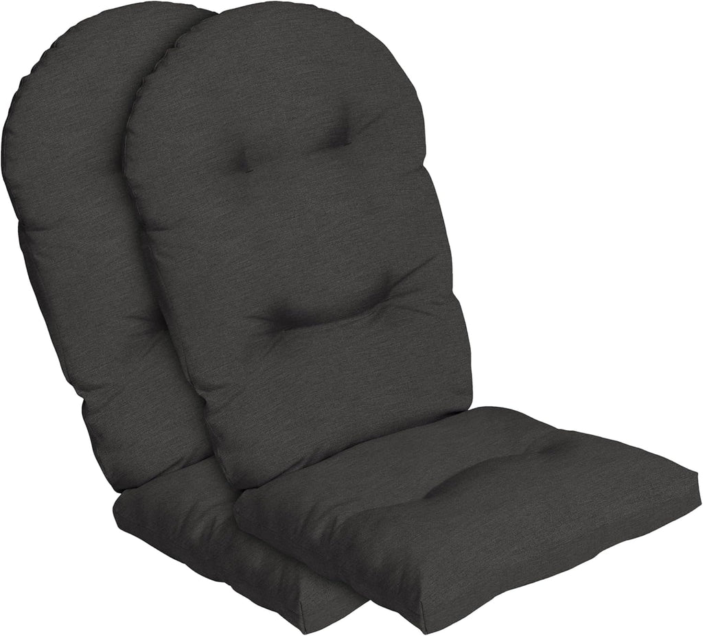 ARDEN Oceantex Indoor/Outdoor Plush Modern Tufted Adirondack Cushion, 2-Pack, 21.5 x 19, Water Repellent, Rain Proof, Fade Resistant Cushion For Rocking Chair Or Adirondack Ink Charcoal Black