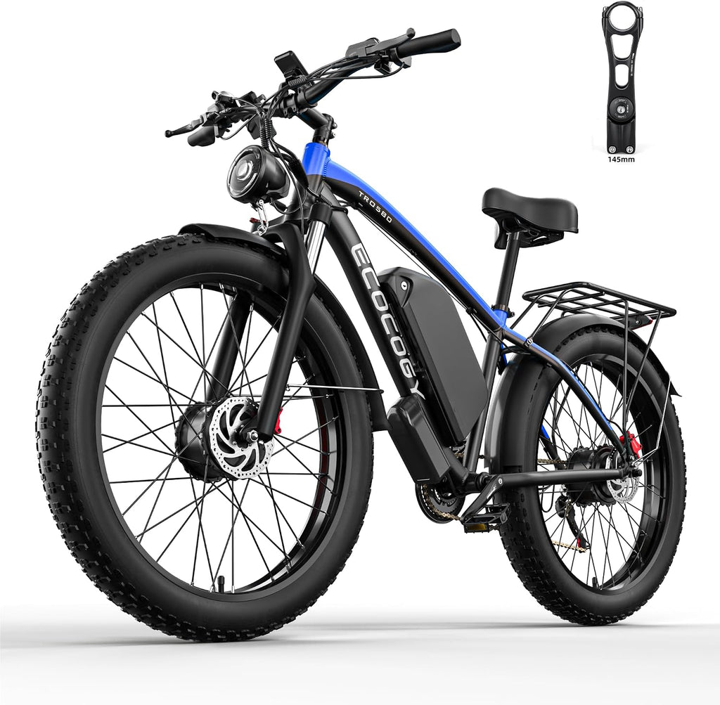 Electric Bike for Adults,Peak 6000W Dual Motor Ebike, 52V 32AH 30-100 Miles Up to 45 M P H 26' Fat Tire 7 Speed Electric Mountain Bike All Terrain Front Suspension Electric Bicycles