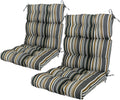 COOS BAY Outdoor Chair Cushions High Back 46x22 Inch, Tufted Patio Seat Cushions with Ties, Water-Resistant Replacement Pads, 2 Pack, Brown Stripes