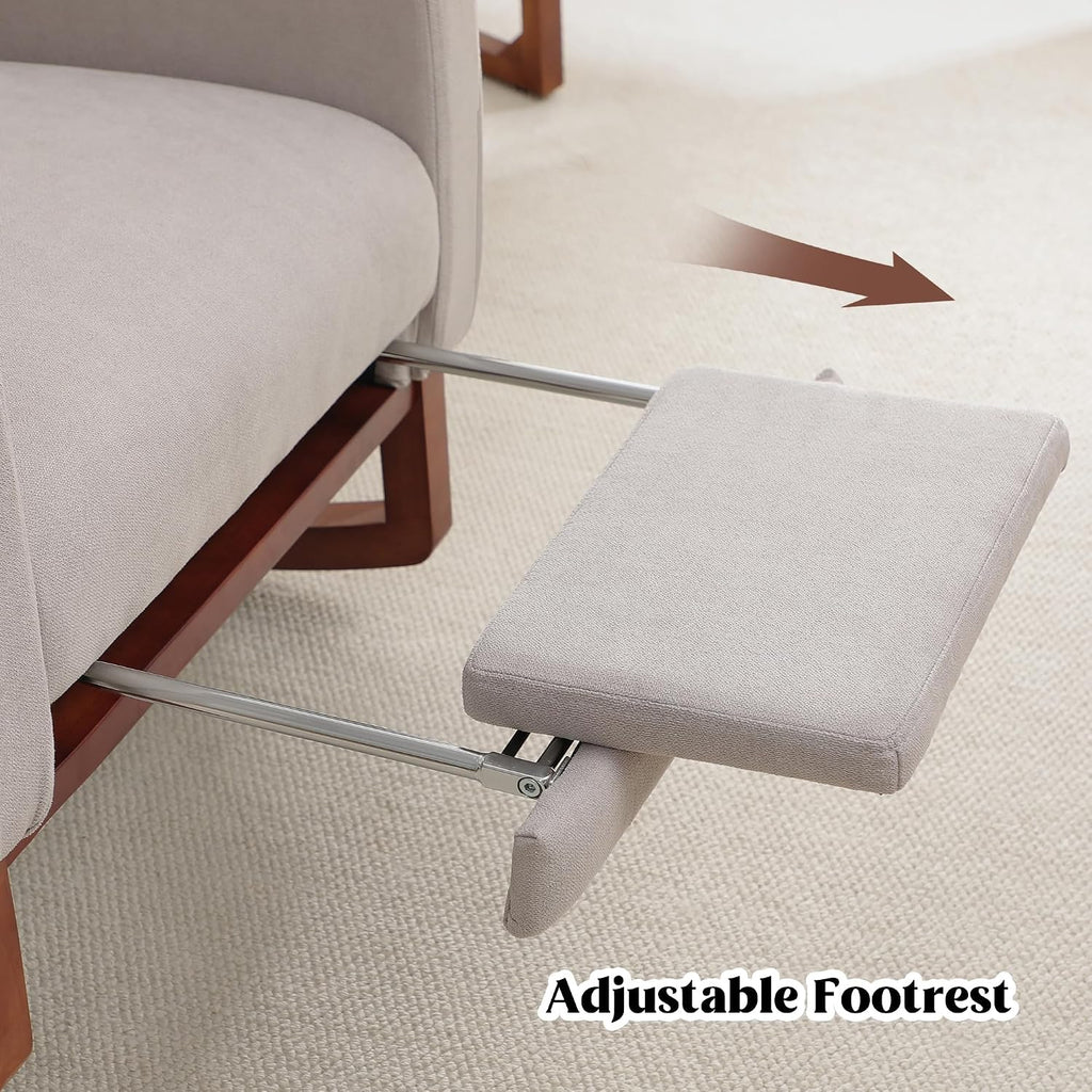 HCHAIRH Rocking Chair Nursery, Nursery Rocking Chairs with Foot Rest, Comfy Glider Rocker Nursing Chair with Back Pillow for Nursing, Living Room, Bedroom, Light Grey