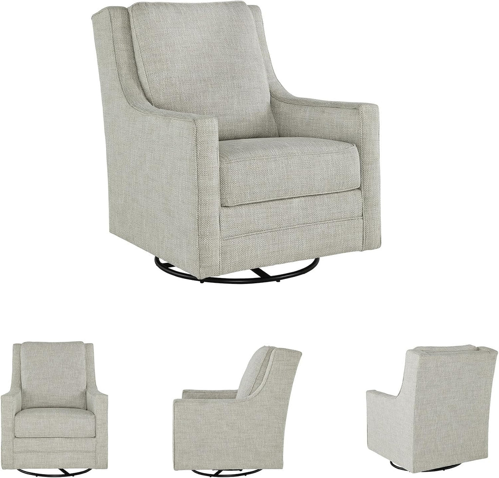 Signature Design by Ashley Kambria Casual Upholstered Swivel Glider Accent Chair, Gray