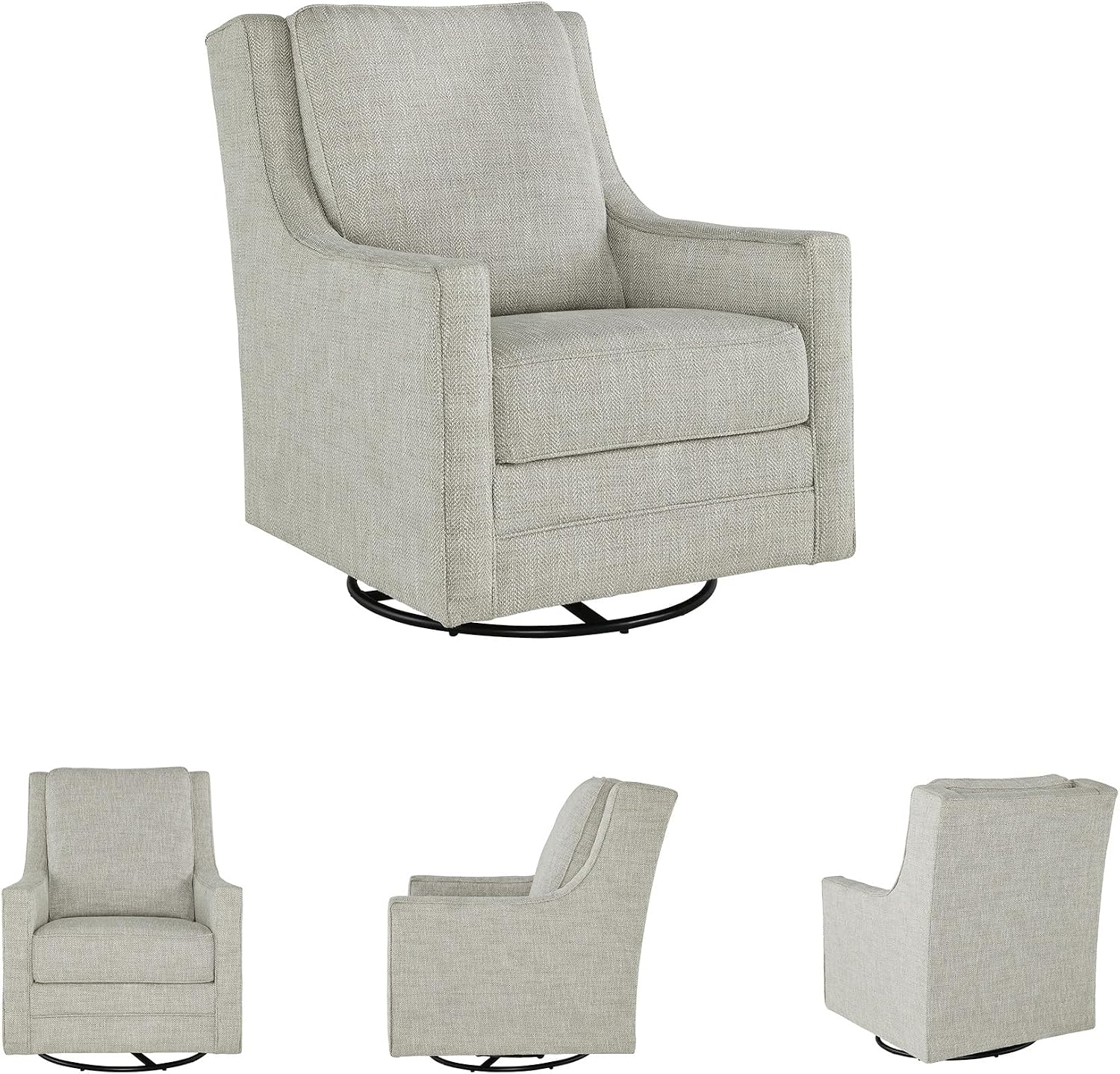 Signature Design by Ashley Kambria Casual Upholstered Swivel Glider Accent Chair, Gray