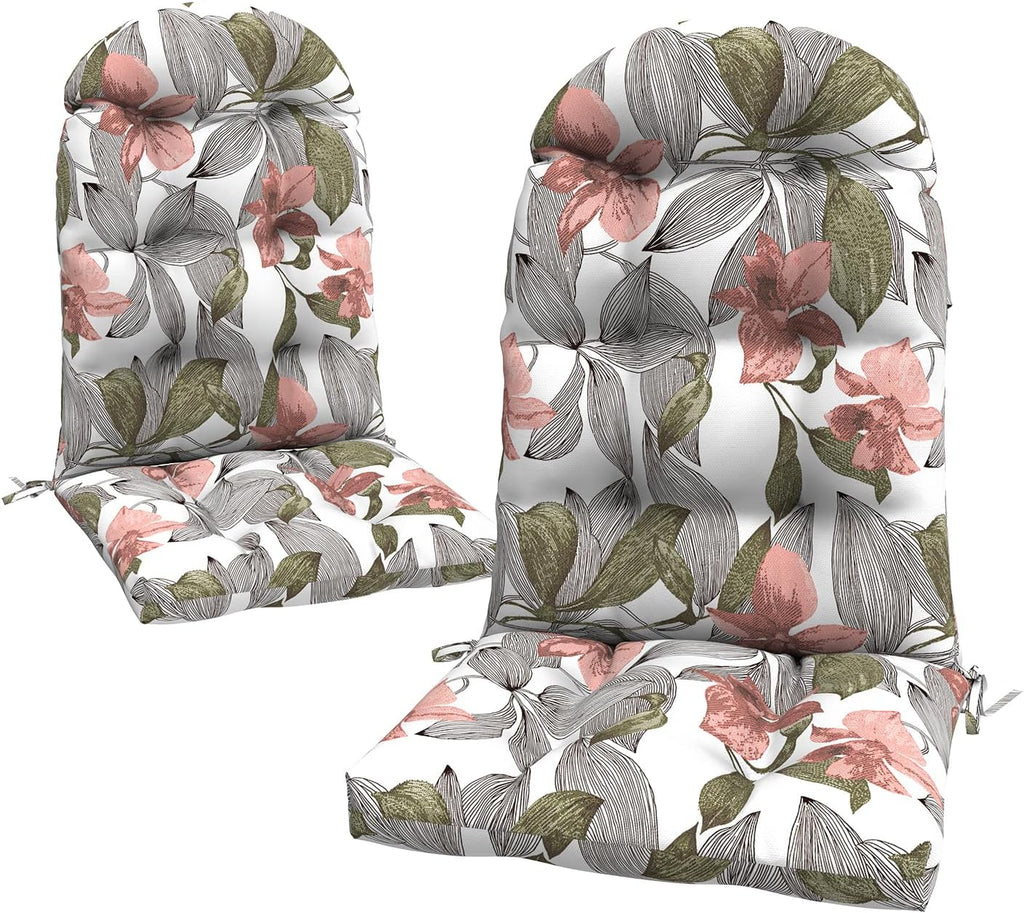 LVTXIII Outdoor Adirondack Chair Cushions, 44x19x4 Inch Non-Slip High Back Rocking Chair Cushion, Tufted Seat Cushion for Patio Furniture, Set of 2, Clemens Noir Pink