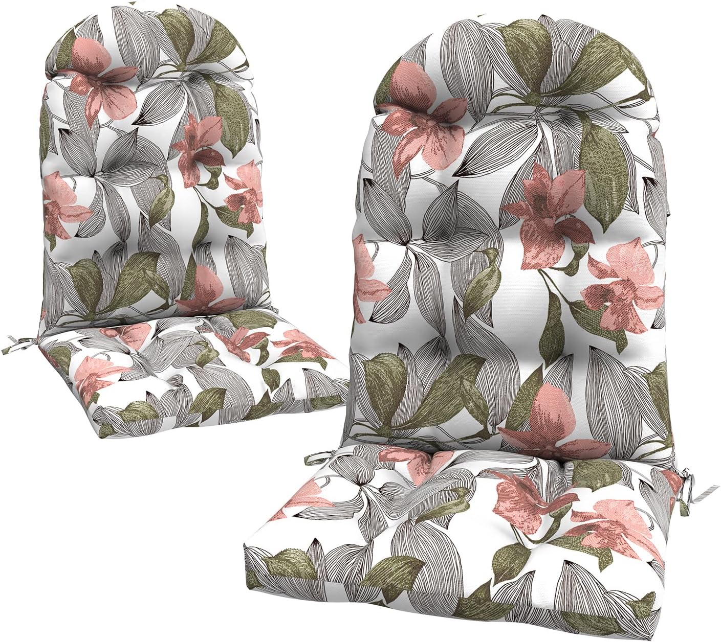 LVTXIII Outdoor Adirondack Chair Cushions, 44x19x4 Inch Non-Slip High Back Rocking Chair Cushion, Tufted Seat Cushion for Patio Furniture, Set of 2, Clemens Noir Pink